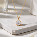 Women's Round Halo Diamond Pendant Necklace