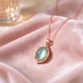 Women's Rose Gold Cats Eye Pendant Necklace