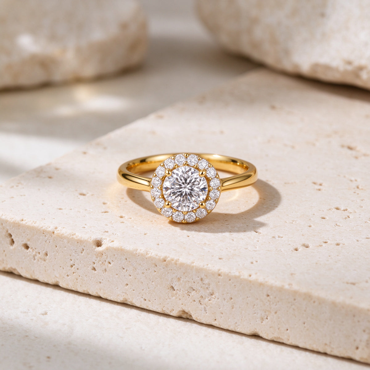 Women's Gold Halo Diamond Ring