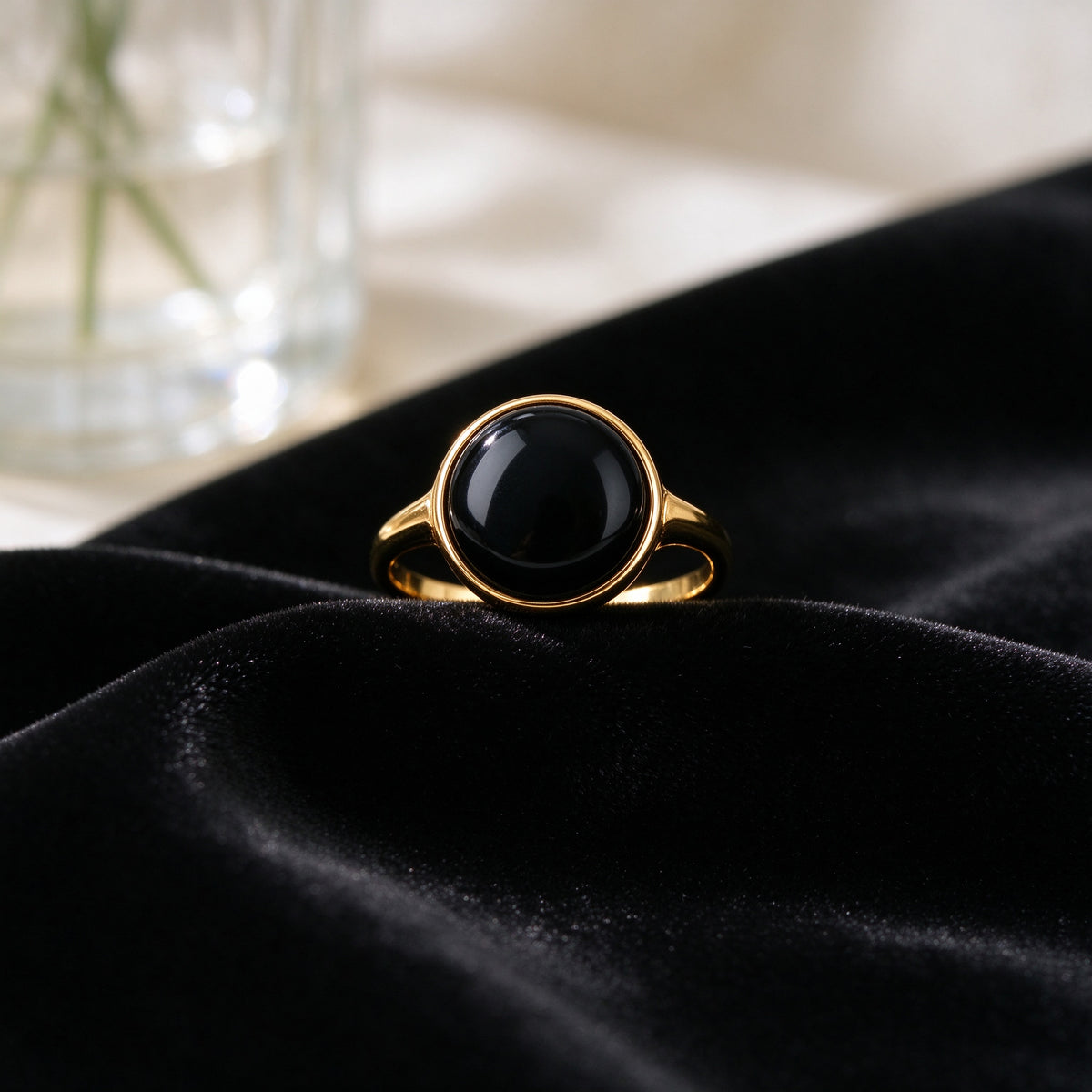 Women's Gold Black Onyx Ring