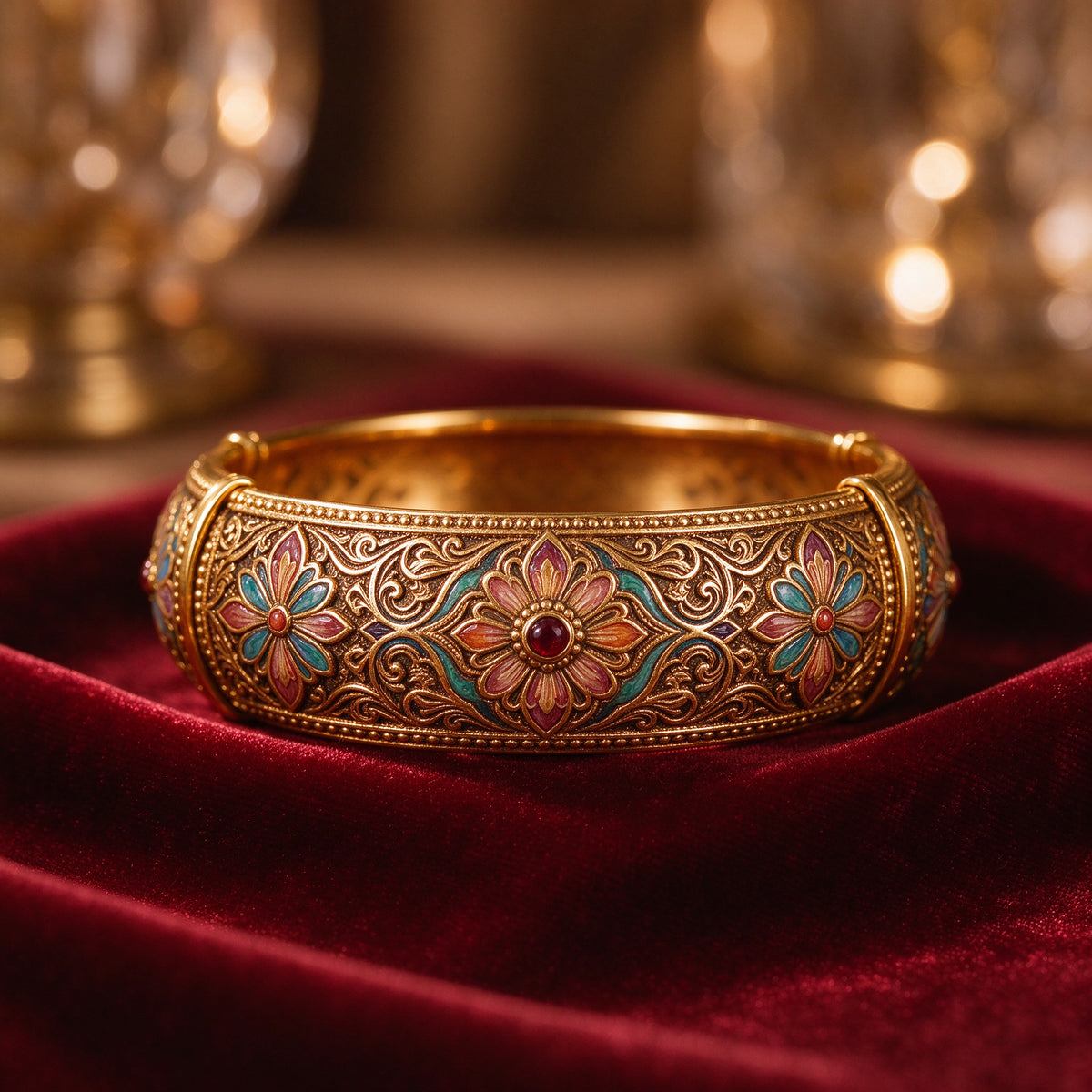 Women's Vintage Ornate Enamel Bangle