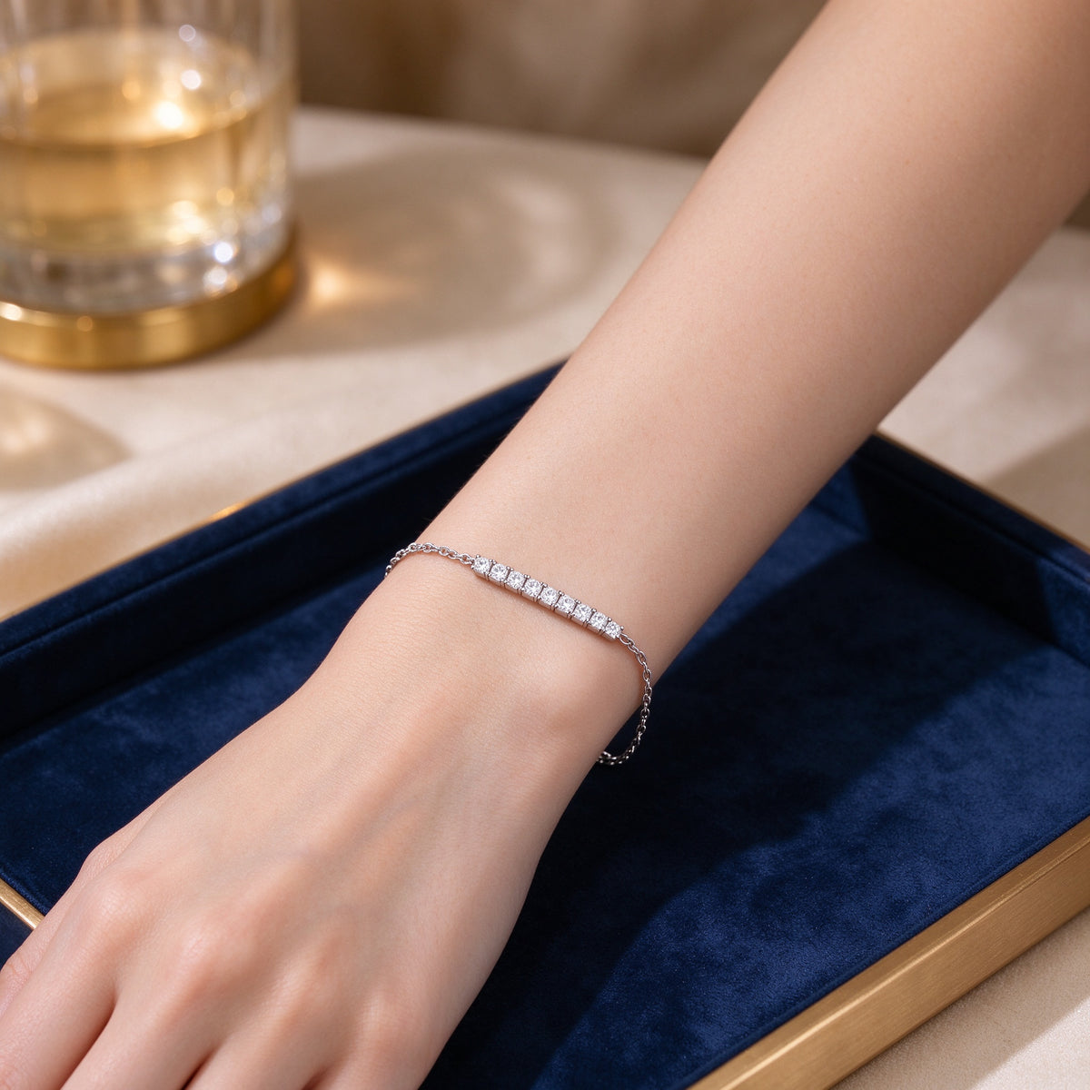 Women's Silver Tennis Bracelet