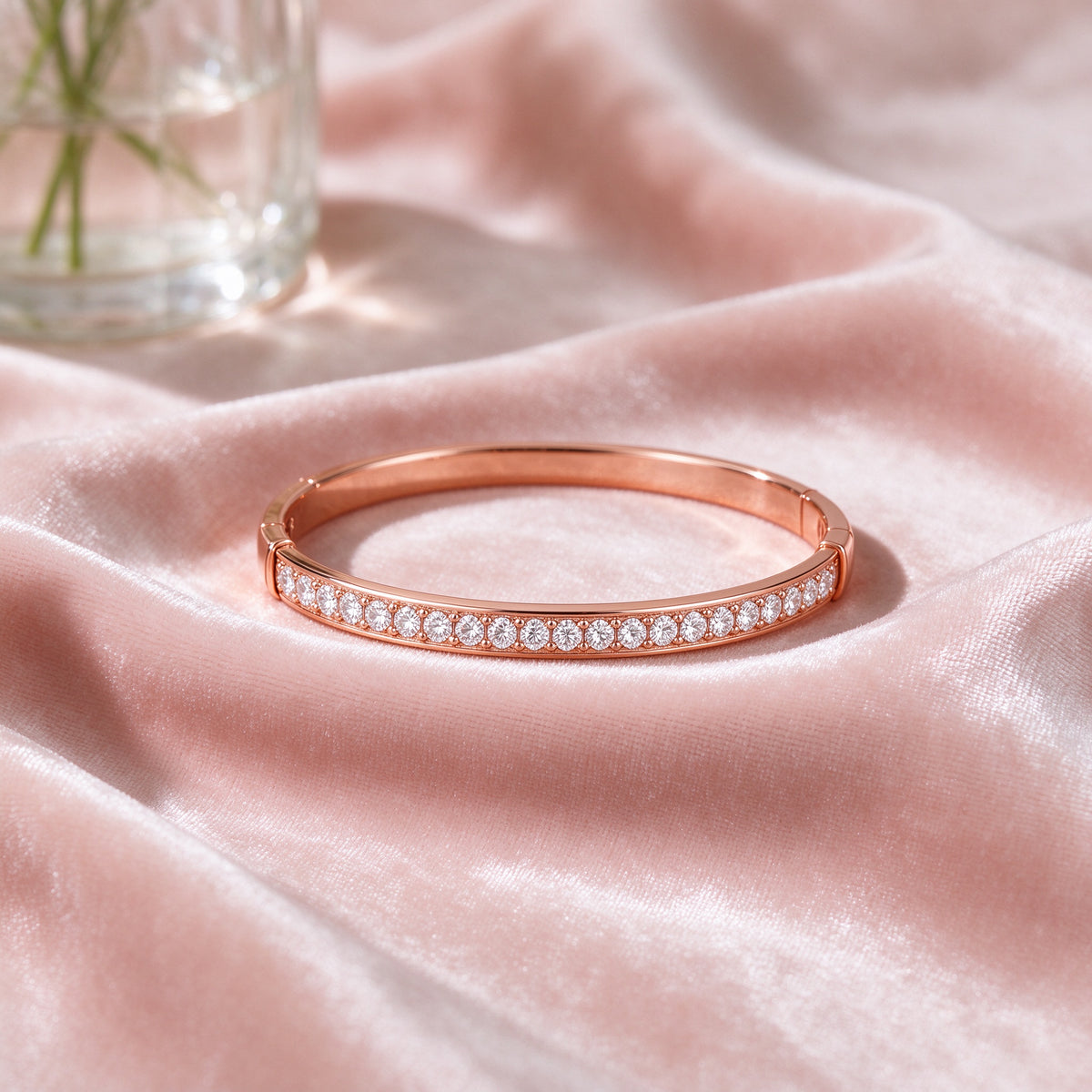Women's Rose Gold CZ Eternity Bangle