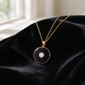Women's Black Onyx Round Pendant Necklace